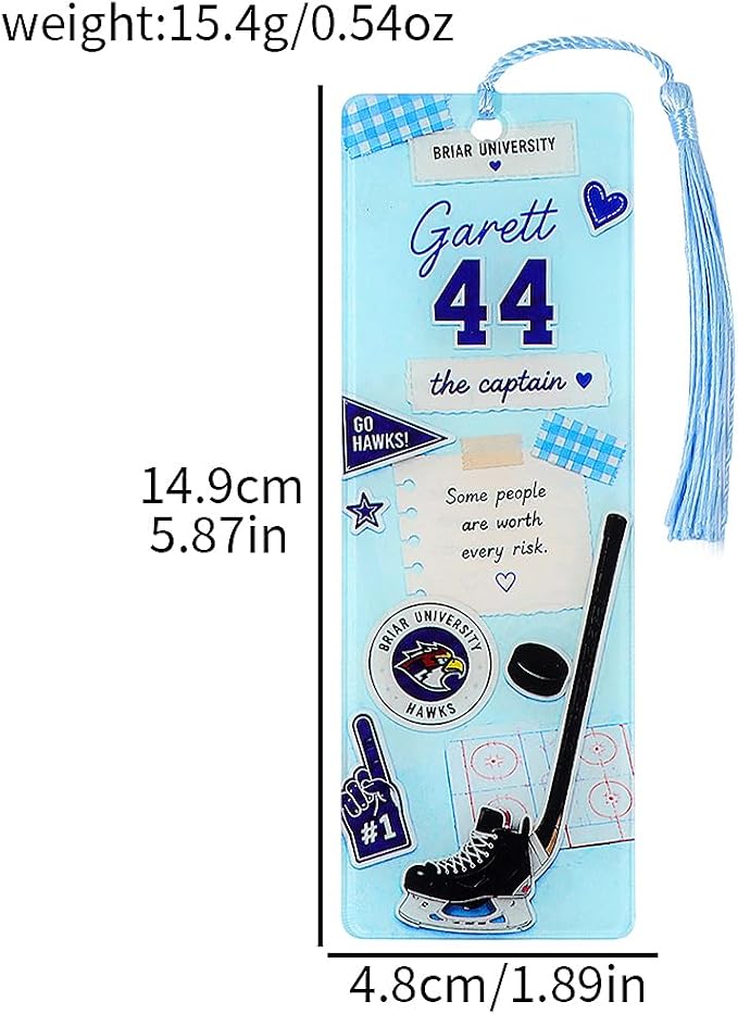 Off-Campus Acrylic Bookmark Set with Tassels, Double-Sided Hockey Romance Bookmarks Featuring Garrett, Logan, Dean & Tucker, Bookish Reader Gift for Romance Book Lovers(5 Piece)