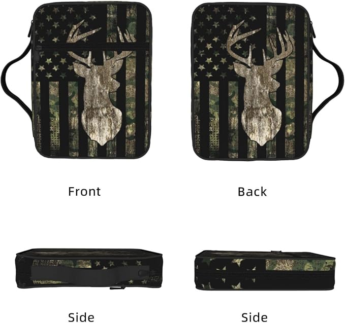 Camo Camouflage Hunting Deer Bible Cover Case Carrying Book Protector Case Bible Study Supplies Accessories Holder Case Christian Gift for Women Men