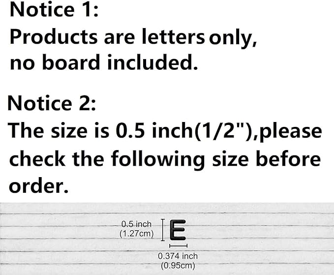Letter Set Only - Pre-cut 0.5 Inch(1/2”) Tall Black Letters 492pcs with Canvas Bag(No Board Included)