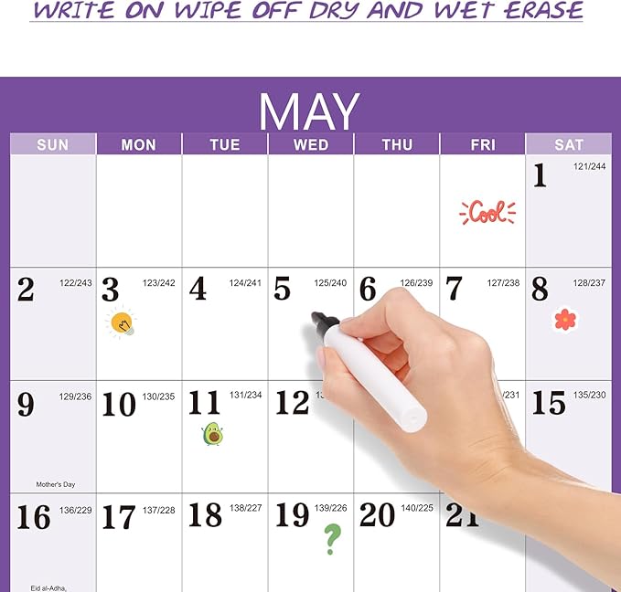2026-2027 Yearly Wall Calendar - 2026-2027 Calendar, July 2026 - June 2027, Yearly Calendar/Planner, 34.3" x 22.8"(Open), Wall Calendars 26-27 with Double-Sided Round Sticks - Colorful