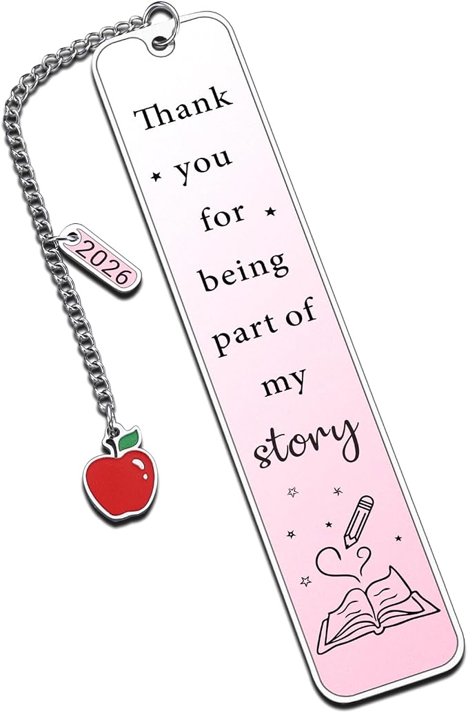 Teacher Appreciation Gifts, Teacher Must Haves - Teacher Pink Bookmark, Best End of Year Teachers Gifts from Students, Retirement Presents for Women Teachers Thank You for Being Part of My Story
