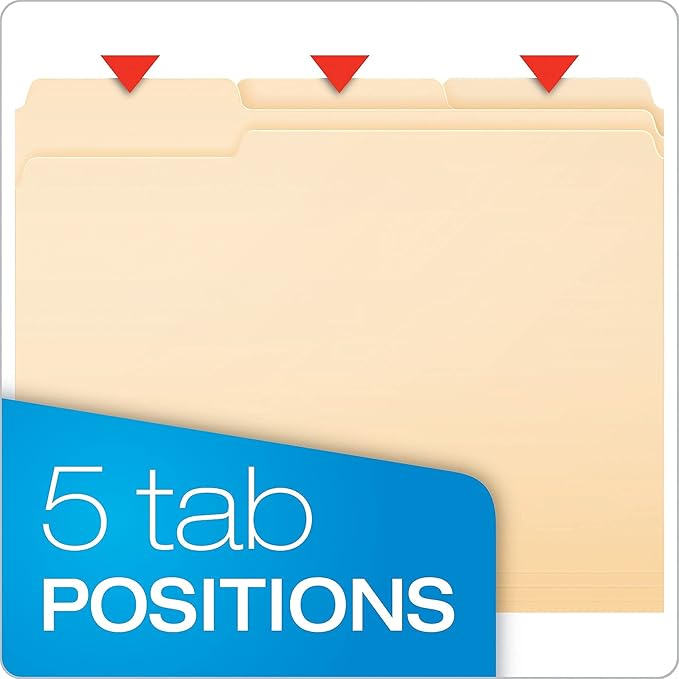 Pendaflex Double Stuff File Folders, Letter Size, Manila, 1/3 Cut, 50/BX (54459EE)