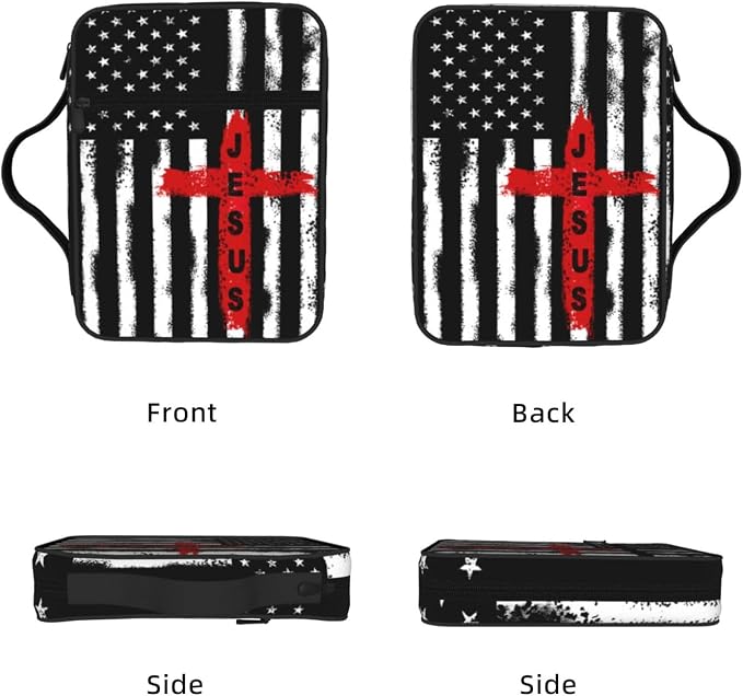 American Flag Jesus Cross Religious Bible Cover Case Carrying Book Protector Case Bible Study Supplies Accessories Holder Case Christian Gift for Women Men