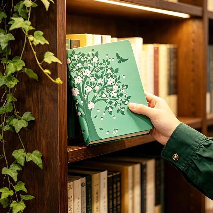 Flower Tree Patern Stretchable Book Cover 15.7"x9.8", Elastic Washable Book Protector for Hardcover Textbooks Paperbacks, Reusable Polyester Book Sleeve for Women