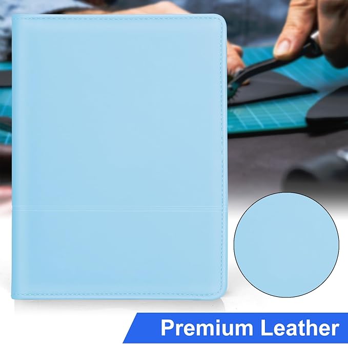 Padfolio/Portfolio Binder, Mini Padfolio Portfolio Binder 5 x 8 Legal Writing Pad, A5 Document Organizer Folder for Men Women, Sky Blue
