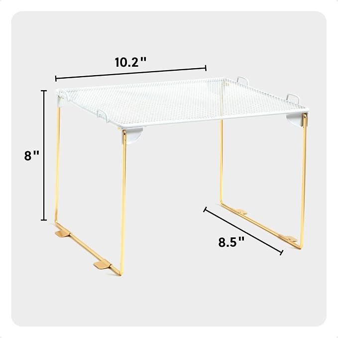 U Brands Mesh Locker Organizer Shelf, 11" x 10" x 8", White and Gold, Back to School Essentials, Stackable, Fits Standard Size School Lockers