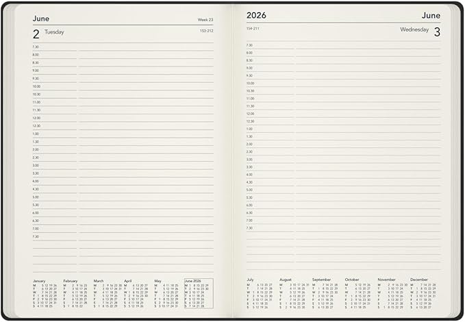 Collins - Legacy - 2026 12 Month Calendar Year Planner, Day-To-Page with 1/2 Hourly Appointments Diary, A5 Hard Cover - Blue (CL51.60-26)