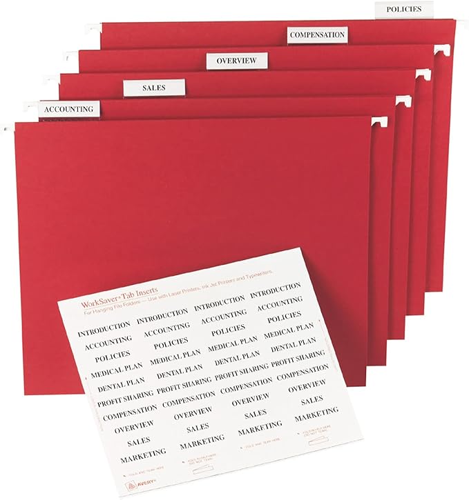 Avery WorkSaver Tab Inserts, Fits 2" Tabs, White, 100 Inserts Per Pack, 600 Inserts Total (6-Pack of 11136)