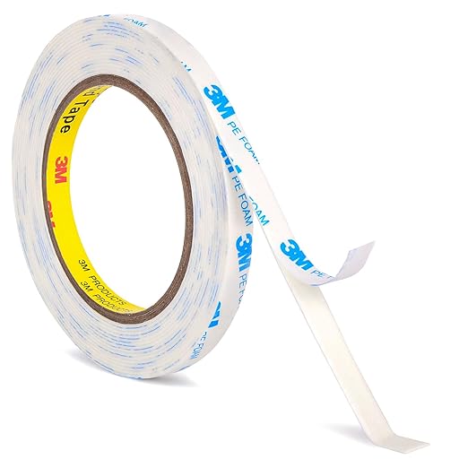 3M Double Sided Tape 0.39"×16.5Ft, Mounting Tape Heavy Duty No Residue, Removable PE Foam Tape Strips, Extra Strong Adhesive Tape Waterproof for Walls Home Office Decor Crafts Paint Picture Poster