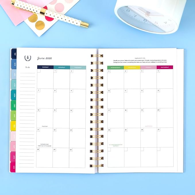 AT-A-GLANCE Planner 2025-2026 Academic, Simplified by Emily Ley, Weekly & Monthly, 5-1/2" x 8-1/2", Small, Monthly Tabs, Flexible Cover, Petite Floral (EL38-200A)