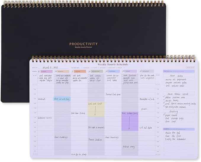 Undated Weekly Planner with Hourly Schedule - 54 Sheets Large Desk Appointment Book Is Great for Appointment-Based Jobs Like Real Estate, Personal Training, Photography, Students and Teachers