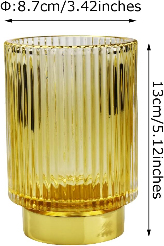 Thick Glass Pen Pot Cute Decorative Pencil Holder Cup for Desk Makeup Brush Holder for Home Office (Golden)