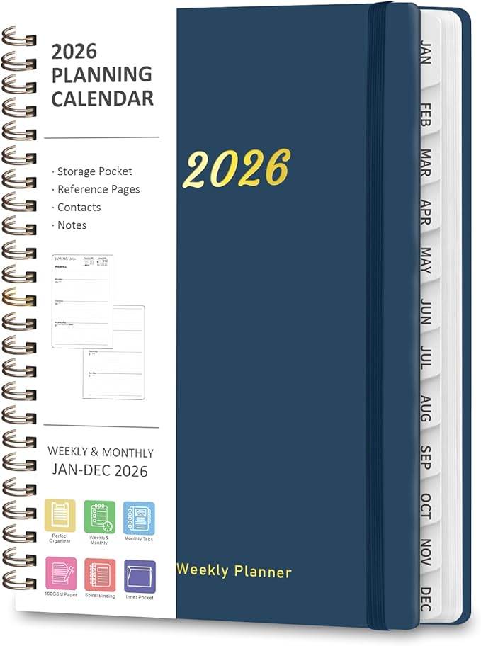2026 Planner, Weekly and Monthly Calendar Planning Agenda, Jan 2026 - Dec 2026, Academic Planner Book, Desk Accessories and Office Supplies for women & men - A5 (6.3'' x 8.5'')
