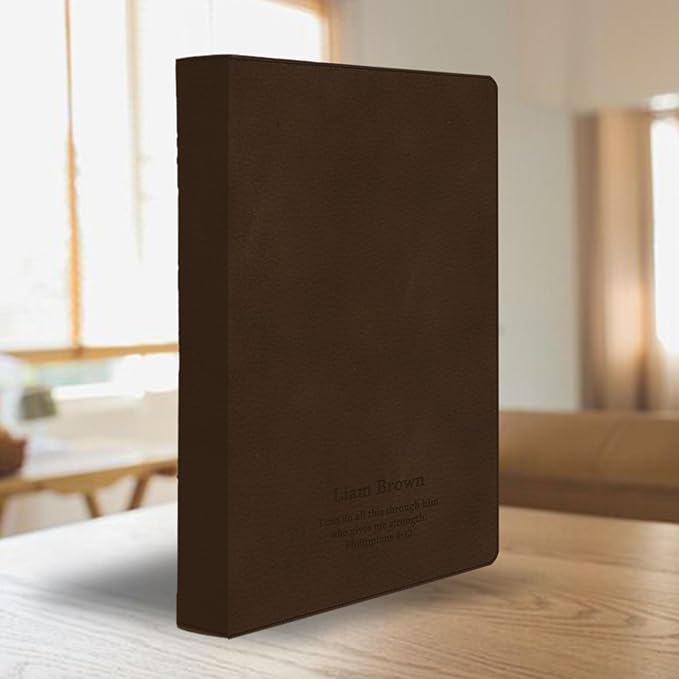 Personalized CSB Wide Margin Single Column Bible Faux Leather Christian Standard Bible Large Print Size | Custom with Name, Date or Text | Gift for Christian & Religious Celebrations | Brown