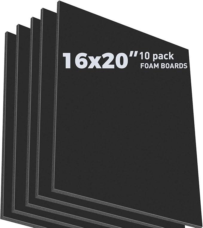 Golden State Art, Pack of 10, 3/16" Thick, 16x20 Black Foam Boards (16x20, Black)