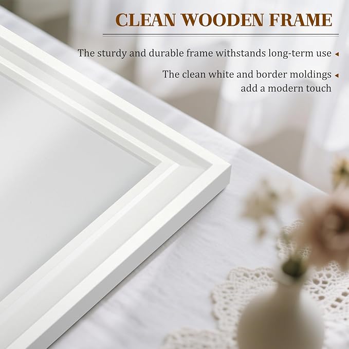 White Board for Wall, 36'' x 24'' Magnetic Dry Erase Board, Decorative Whiteboard with Plain White Wooden Frame, Hanging Writing Board for Home Office School Dorm