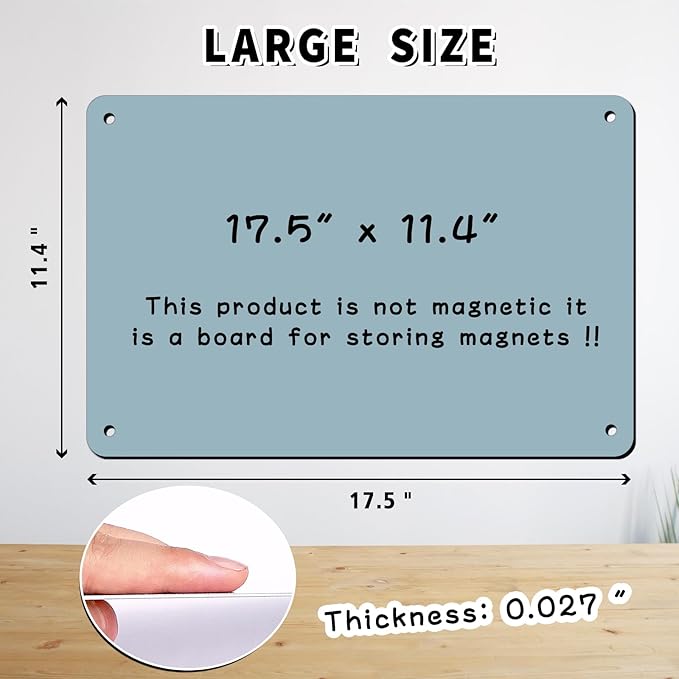 2Pack Magnetic Board 17.5" x 11.4" Magnet Bulletin Board is Suitable for displaying Notes, Photos,Magnetic Letters,Suitable for Walls, refrigerators, cabinets, etc（Blue）