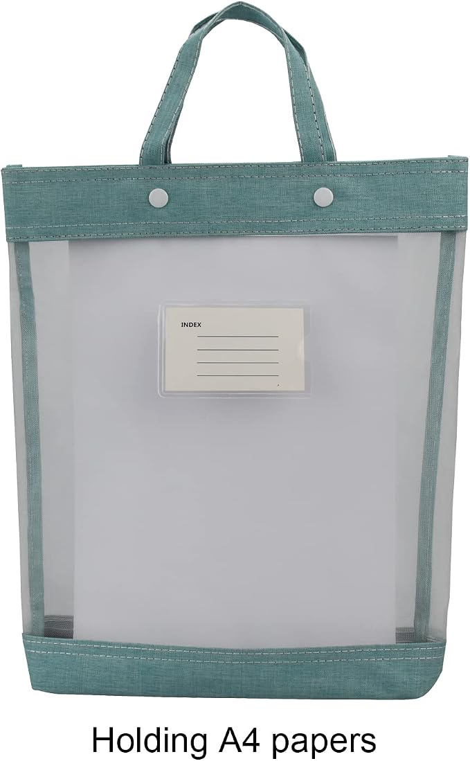 Nylon Document Bag with Handle Light Transparent Mesh File Tote Bag Pouch for Carrying Books Papers (2, Pink&Green)