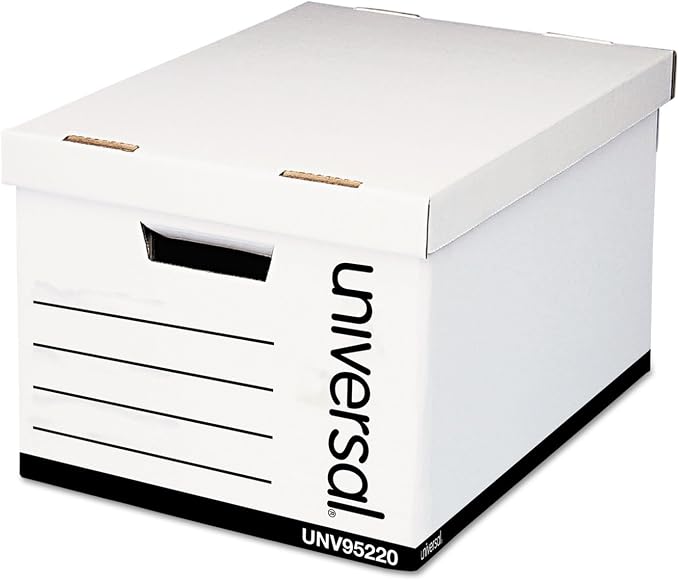 Universal 95220 Lift-Off Lid File Storage Box, Letter, Fiberboard, White, 12/Carton