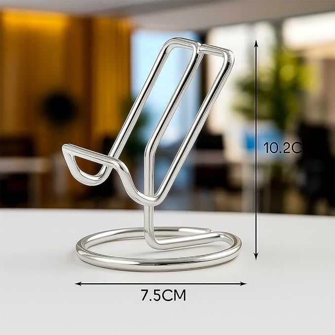 Silver Card Holder | Multipurpose Metal Phone Stand, Metal Business Card Holder & Desktop Tablet Stands | Business Card Display Stand for Office, Meeting Desk, Front Desk Reception for Men & Women