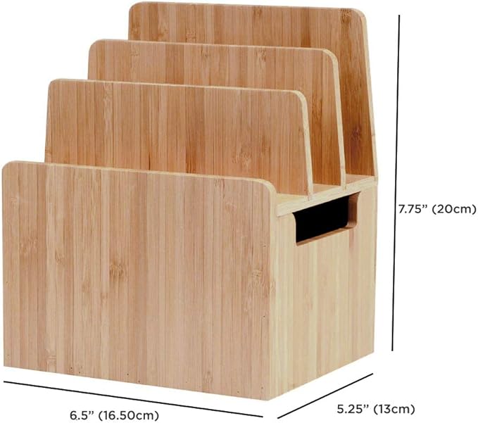 MobileVision Bamboo Office Organizer Complete Set INCLUDES: Charging Station, Pencil & Pen Holder w/Tray for Notepads, Drawer for Office Supplies & Stationary