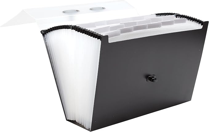 Staples Expanding Case File, 26‑Pocket Accordion Organizer, Legal Size, Heavy‑Duty Poly Construction with Carry Handle, Black