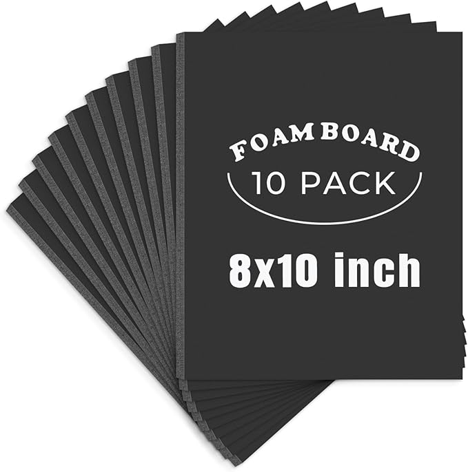 AUEAR, 10 Pack 8x10 Black Foam Boards, Foam Core Poster Board for Display, Mounting, Print, Presentation and Projects, 3/16'' Thick