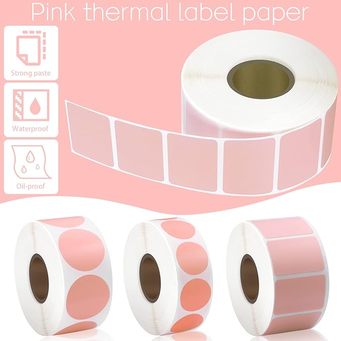 Gersoniel 3 Rolls 2600 Mini Thermal Labels Thermal Printer Sticker 0.8 "-1.2" Small Size Self Adhesive Stickers Address Shipping Barcodes Sticker Labels for Printer, Rectangle and Round