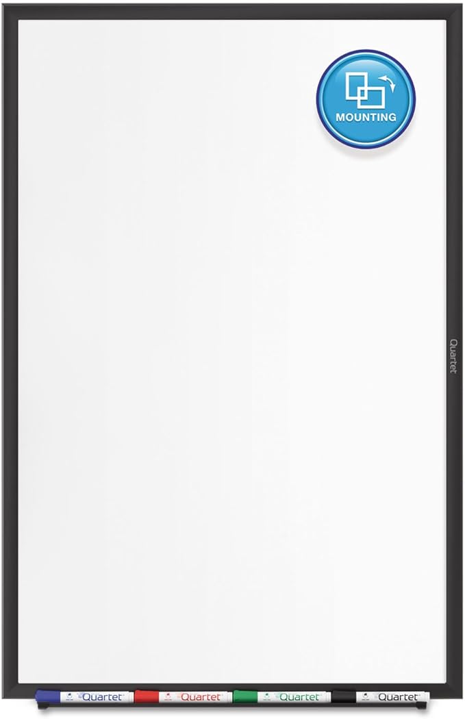 Quartet Magnetic Dry Erase White Board, 72"W x 48"H Whiteboard, Nano-Clean Surface Resists Ink Stains, Black Aluminum Frame (SM537B)