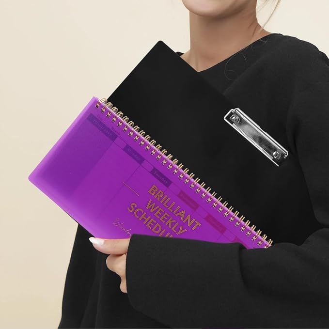 LALAFINA Brilliant Weekly Scheduler Undated Desk Planner Calendar Planning Pad for Whole Year School Home Office, Purple, 12X4.8 Inch
