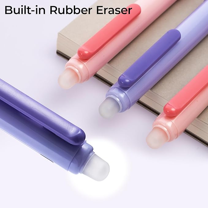 M&G Erasable Pens, 4 Pcs Fine Point 0.5mm Black Ink Erasable Gel Pens with Comfort Grip and Cap, Make Mistakes Disappear for Drawing Writing Planner and Crossword Puzzles
