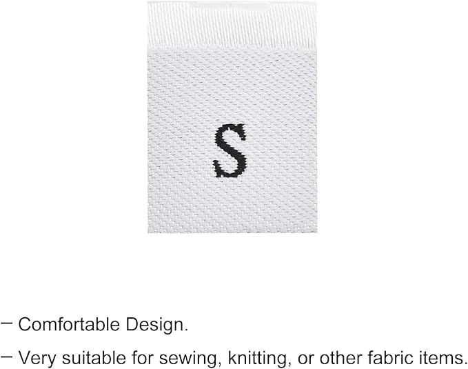 MECCANIXITY Clothing Sewing Size Label, XS/S/M/L/XL/XXL Woven Embroidered Label White for Clothes Garment, 6 Roll