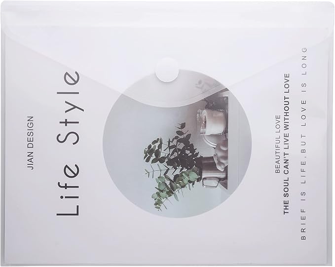 8.5 x 11 Clear Letter Sized Plastic Envelopes Document File Storage Holder 10 Pack Hook Loop Closure (10 Pack)