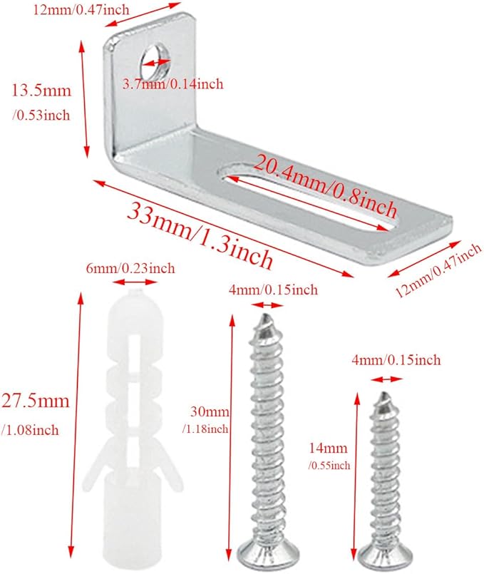 AYLIFU Whiteboard Installation Hardware Hanging Dry-Wiping Board whiteboard Wall-Mounted with Screws and Expansion Tubes L-Shaped Stand for Hanging whiteboard Office Supplies Home Cafe 12pcs