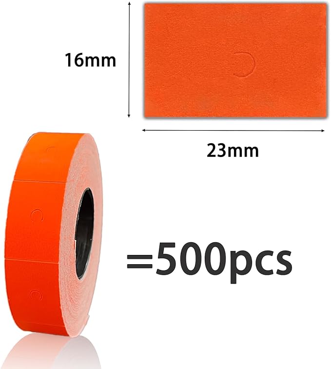 2-Line Price Labels: 20,000 Blank 10-Bit Pricing Tags for MX-6602, MX-6600, YH-689 & More Tag Guns (Orange Red)
