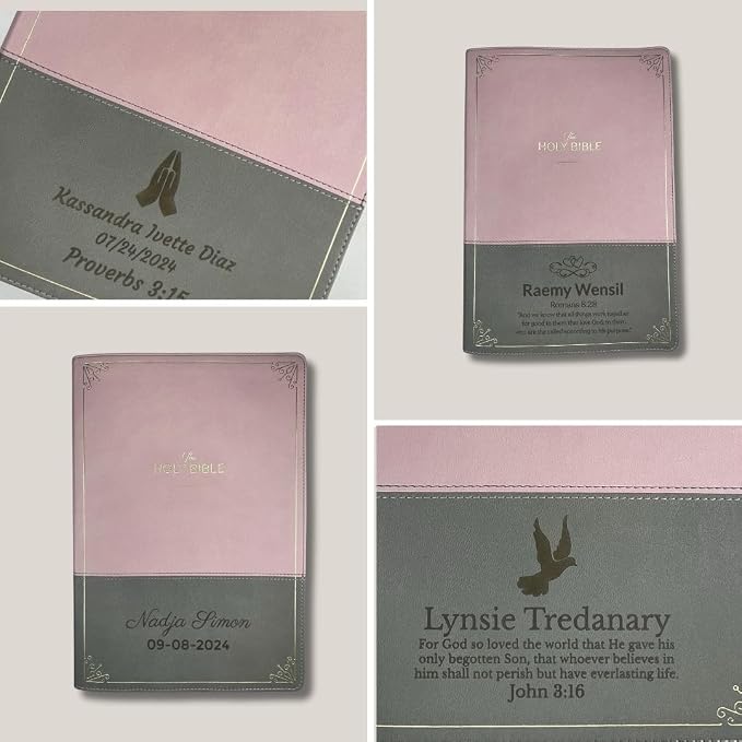 Personalized KJV Womens Large Bible Two-Tone Faux Leather King James Version Giant Print Size with Index Tabs | Custom with Name, Date or Text | Gift for Christian & Religious Celebrations