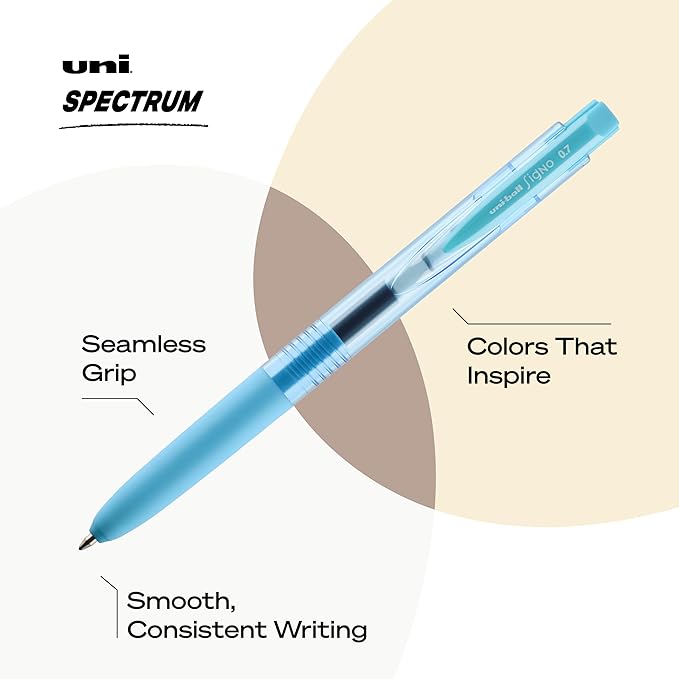 uniball Spectrum Retractable Gel Pens, Medium Point (0.7mm), Assorted Ink, 12 Pack