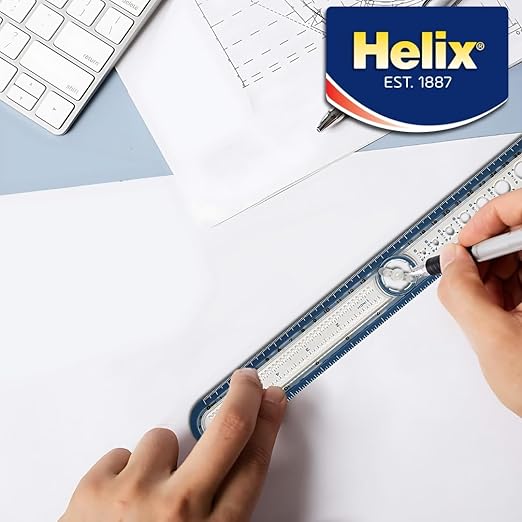 Maped - Helix 2-in-1 Ruler with Integrated Circle Templates 12 Inch/30cm - Draw Circles up to 12" Diameter, 12" & 30cm Graduations, Kid-Friendly Design