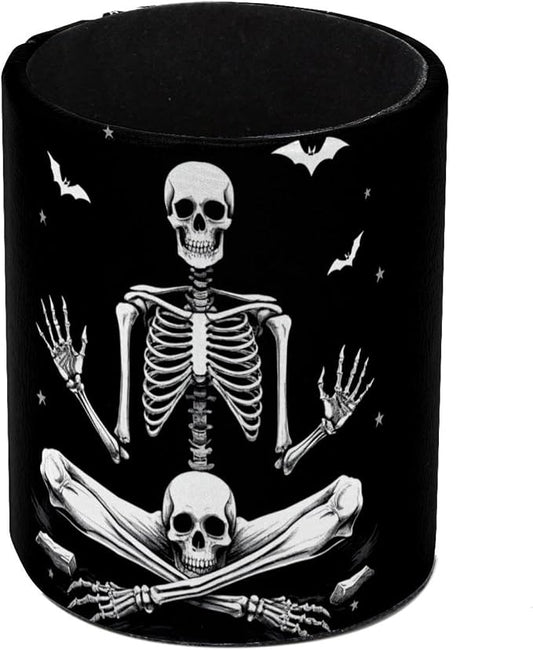 Funny Skeleton Pen Holder Pencil Organizer Cute Pencil Cup Desk Decor Makeup Brush Holder PU Multifunctional Office Supplies for Home Classroom School