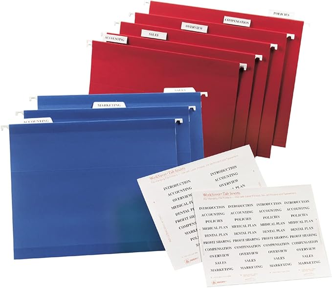 Avery WorkSaver Tab Inserts, Fits 2" Tabs, White, 100 Inserts Per Pack, 600 Inserts Total (6-Pack of 11136)