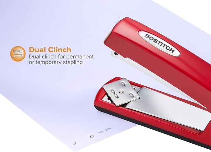 Bostitch Professional All-Metal Executive Stapler, 20 Sheet Capacity, Red