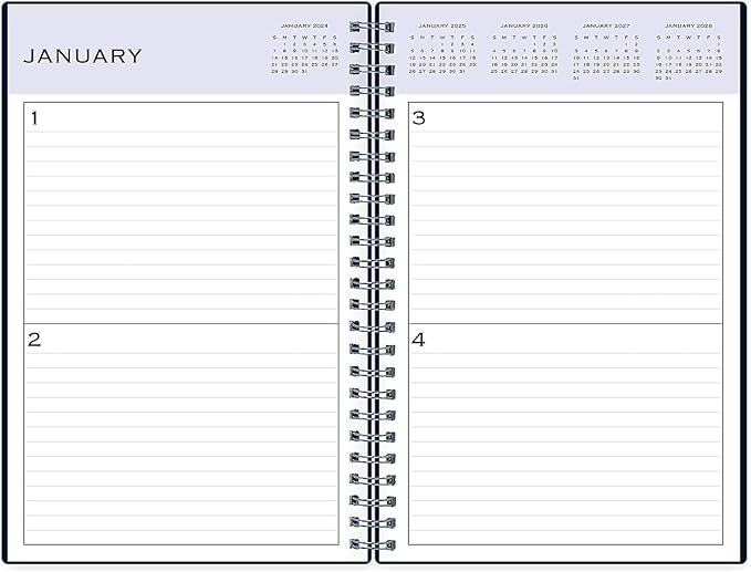 Planning Calendar BS Passages/ Solid Navy PP 5.5x8.5 Non-Dated Perpetual Daily Safety Wirebound -