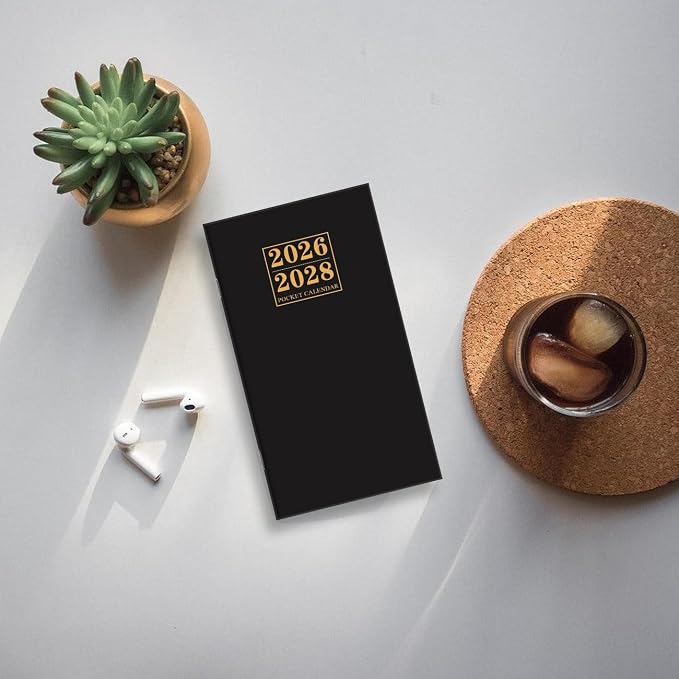 2026-2027 Pocket Calendar for Purse – Mini Monthly Planner from July 2026 to June 2028, 2 Year Monthly Calendar for Organizing & Planning, 3.5" x 6.5", Black