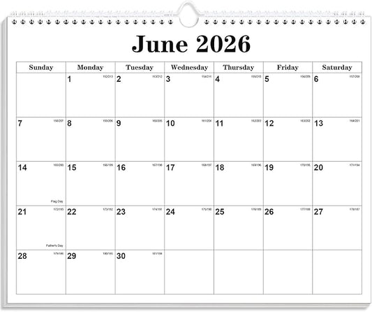 Calendar 2026-27 - Calendar 2026-2027 from June 2026 to December 2027, Spiral Binding Hanging Wall Calendar 2026 for Home/Office, 8.5" x 11", Black