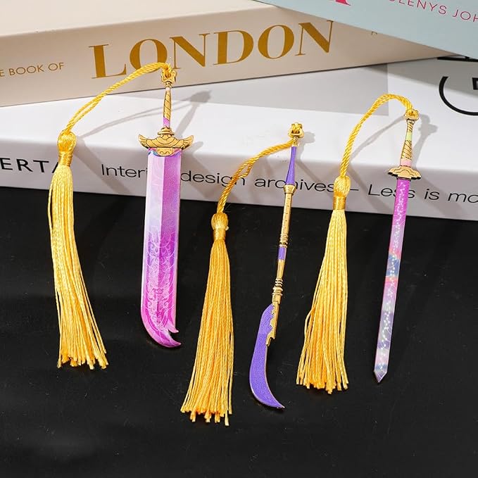 3PCS Kpop Metal Bookmark Set - Anime Demon Sword Bookmarks for Women, K pop Fans Reading Accessories Gift Cool Book Mark for Book Lovers (3PC Weapons)