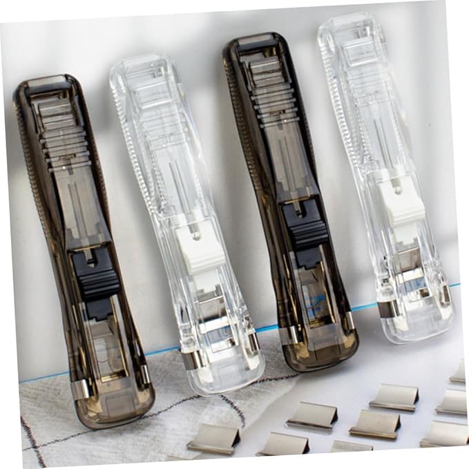 Refillable Clip Stapler Reusable File Stapler with 200pcs Refill Clips Document Clamp for Office and School Binding