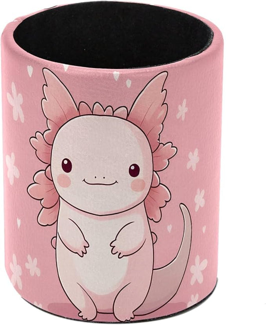 Axolotl Flower Pen Holder Pencil Organizer Cute Pencil Cup Desk Decor Makeup Brush Holder PU Multifunctional Office Supplies for Home Classroom School