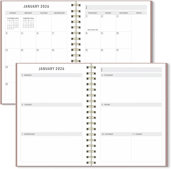 Sweetzer & Orange 2026 Planner – 6" x 8.25" Dated Daily, Weekly & Monthly Calendar Planner – January to December 2026 – Tiramisu Design with Motivational Stickers, Gold Spiral & Sturdy Paper