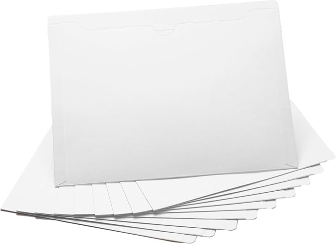 White File Jackets, Flat-No Expansion, Letter Size, Reinforced Straight-Cut Tab, 10 Pack (White)