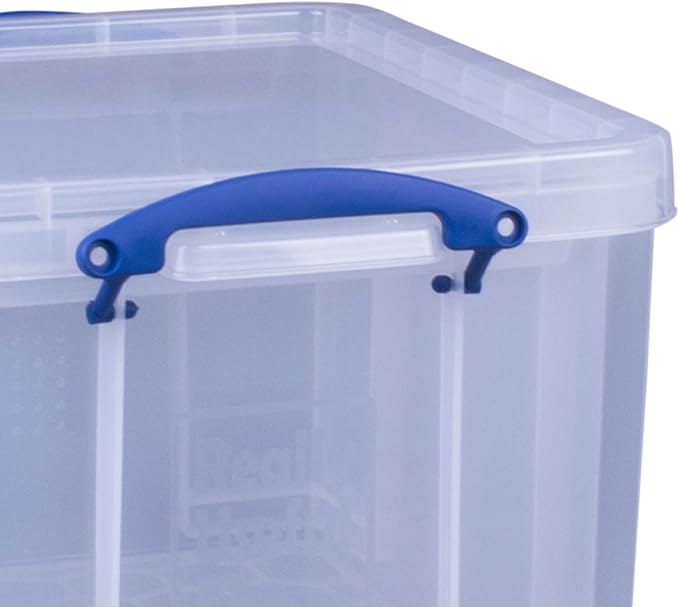 Really Useful Box 32 Liters Storage Bin Container with Snap Lid and Clip Lock Handles for Lidded Home and Office Storage Organization, 6 Pack